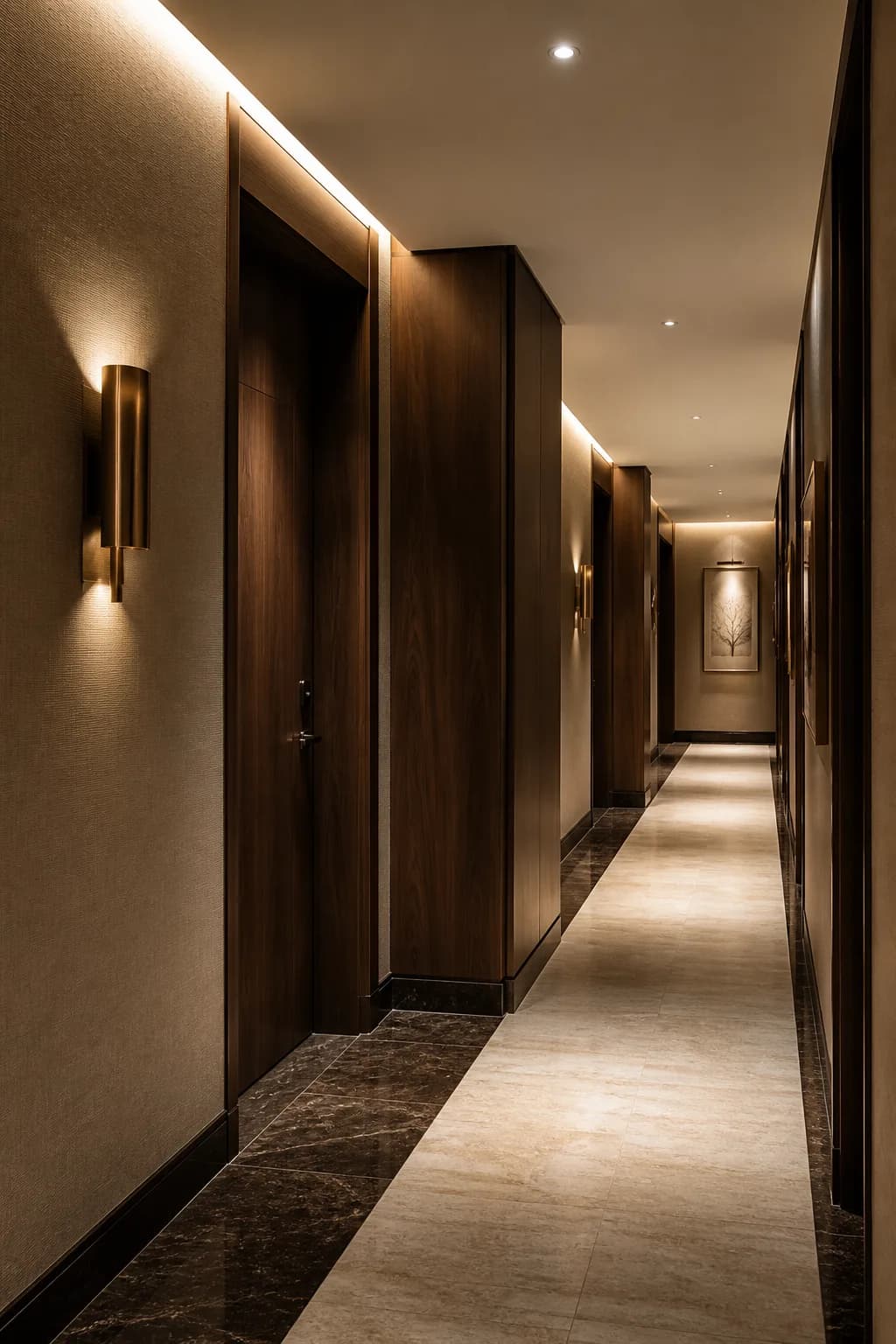 Quiet hotel corridor